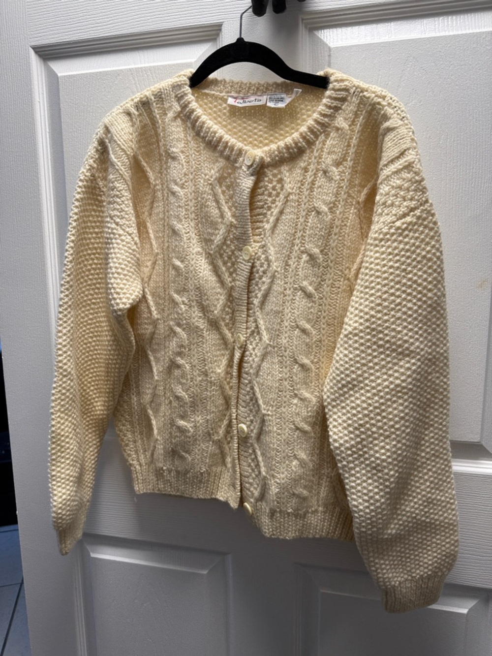 Talbots Cream Cable Knit Button-Up Cardigan - Picture 3 of 3